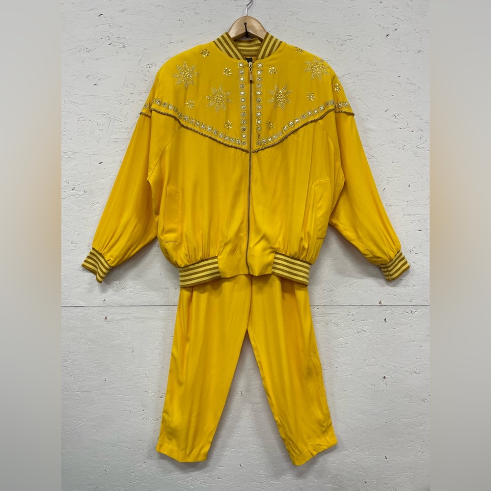 Vintage 1980s Vital Elements New York Bedazzled Pant Suit, Size M